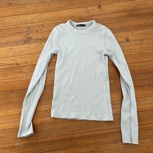 Zara Ribbed Light Gray Top
